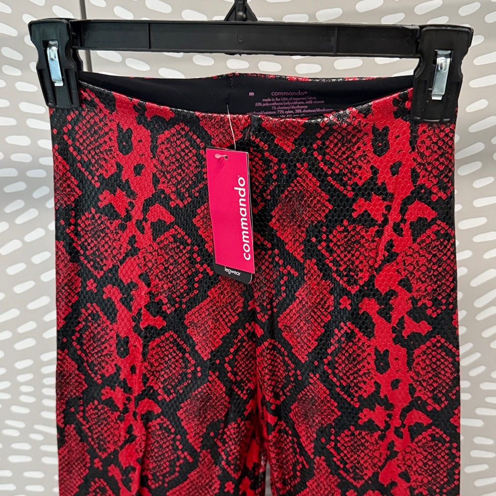 Commando Faux Leather Red Snake Print Leggings